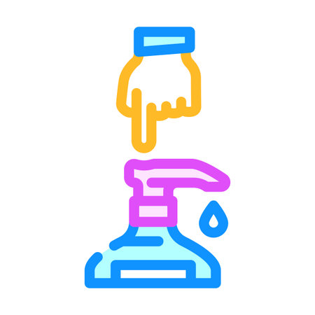 hand pressing soap pump color icon vector illustrationのイラスト素材