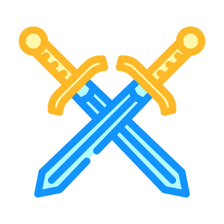 crossed swords heraldic color icon vector illustrationのイラスト素材