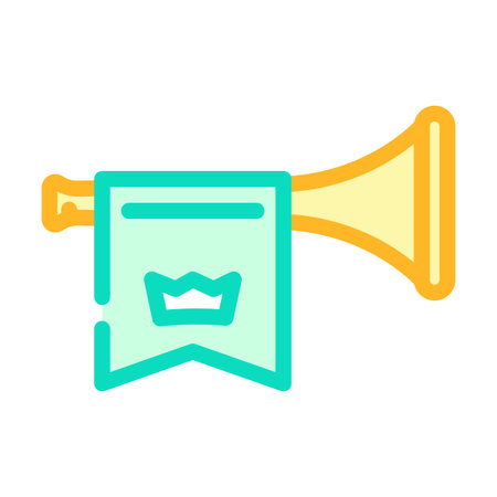 trumpet heraldic color icon vector illustrationのイラスト素材