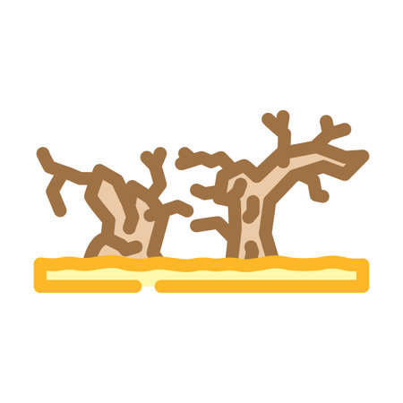 dead plants polluted soil color icon vector illustrationのイラスト素材