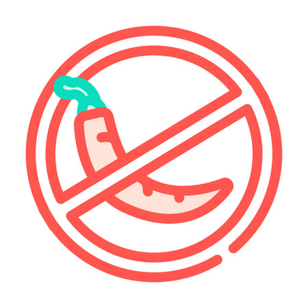 avoiding spicy food diarrhea color icon vector illustrationのイラスト素材