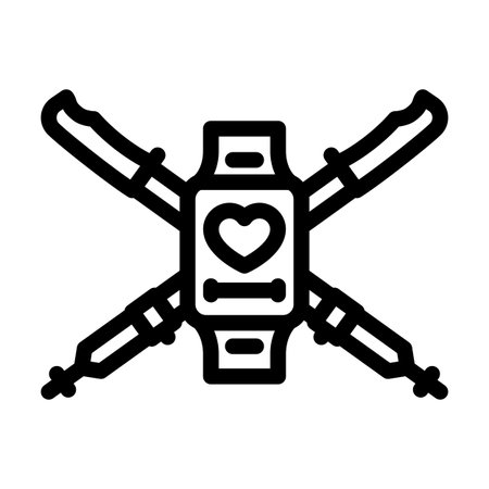 fitness tracker pole nordic walking line icon vector illustrationのイラスト素材