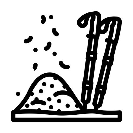 leaf nordic walking poles line icon vector illustrationのイラスト素材