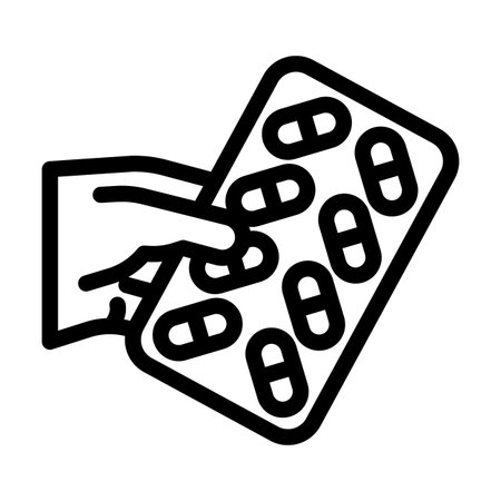 medication dispensing pharmacist line icon vector illustrationのイラスト素材