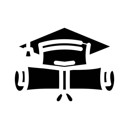 education degree interview job glyph icon vector illustrationのイラスト素材