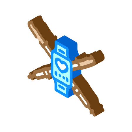 fitness tracker pole nordic walking isometric icon vector illustrationのイラスト素材