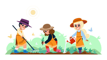 soil gardening hobby kid vectorのイラスト素材