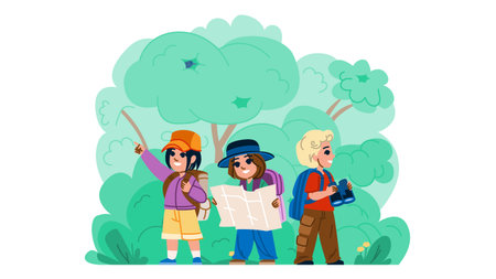 outdoors hiking nature walks hobby kid vectorのイラスト素材