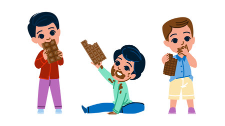 treat kid boy chocolate vectorのイラスト素材