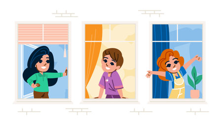 sharing kid neighbors vectorのイラスト素材