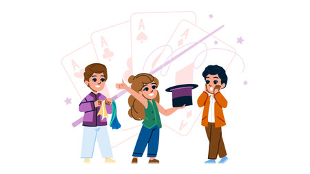 trick magic tricks hobby kid vectorのイラスト素材