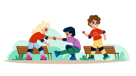 inline skating hobby kid vectorのイラスト素材