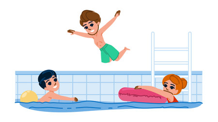 fun swimming hobby kid vectorのイラスト素材