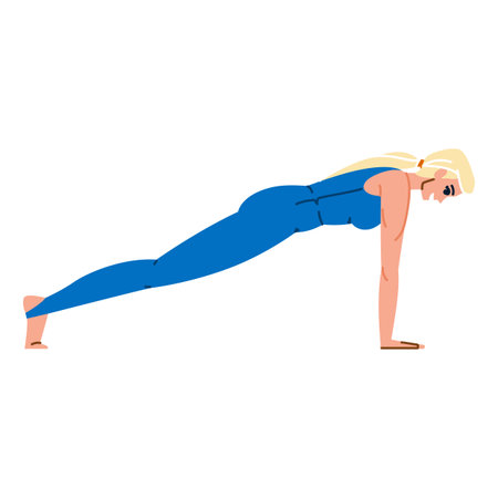 Strong athletic woman performing plank exercise during fitness trainingのイラスト素材