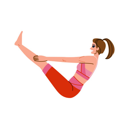 Young woman practicing paripurna navasana or boat pose yogaのイラスト素材