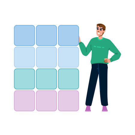 Project manager showing a planning board with empty boxes for fillingのイラスト素材