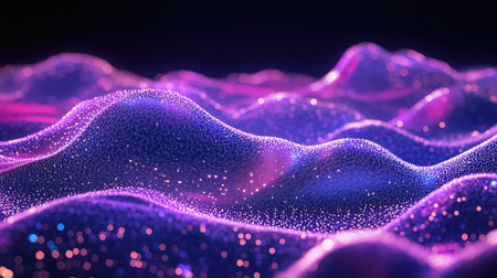 Abstract technology wave particles showing digital data flow