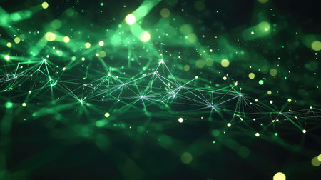 Digital network connections forming an abstract green technology background