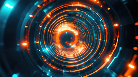 Abstract glowing tunnel representing data flow and technology