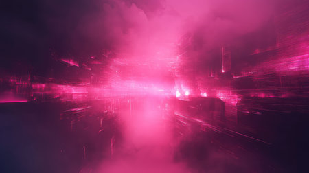 Digital network city glowing with abstract data light