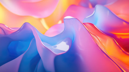 Abstract glossy liquid waves with vibrant gradient colors background