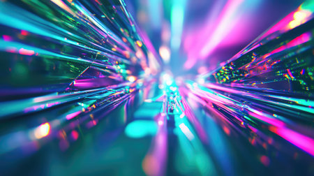 Abstract glowing neon light trails transmitting data