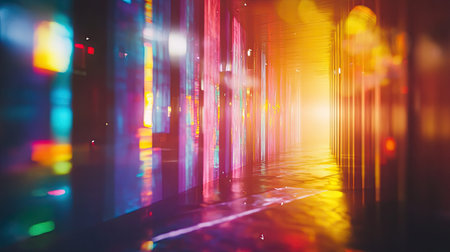 Digital tunnel connecting data stream with bright light