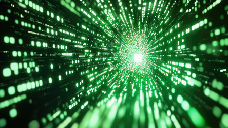 Digital data stream tunnel representing high speed computing