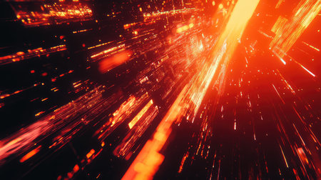 Digital data streaming through abstract cyber networkの写真素材