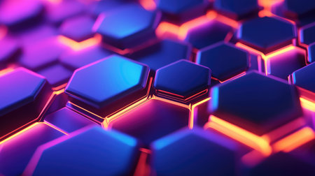 Glowing hexagon pattern creating abstract technology network background