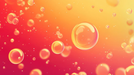 Water bubbles floating on warm orange background