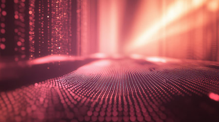 Digital data flowing through abstract technological landscape