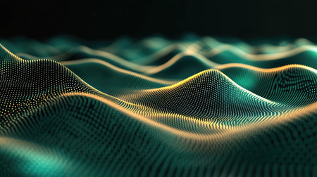 Abstract digital data waves forming network surface