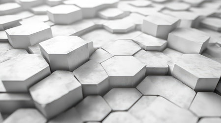 Abstract geometric white hexagonal pattern creating 3d surface