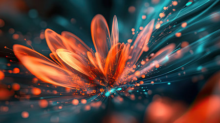 Abstract glowing flower forming data explosion of light particles