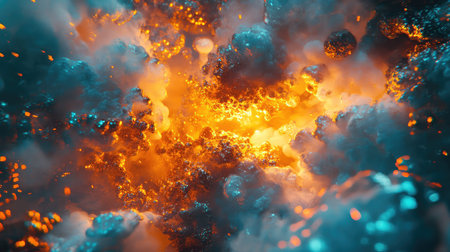 Dynamic fiery and icy elements colliding abstract background