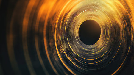 Abstract golden spiral tunnel with dark central core
