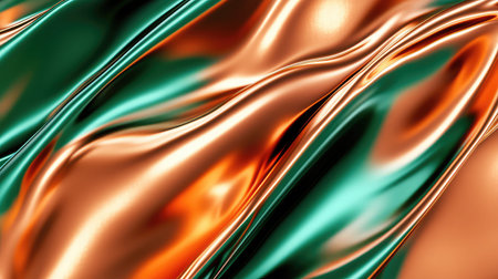 Copper and teal metallic fluid flowing backgroundの写真素材