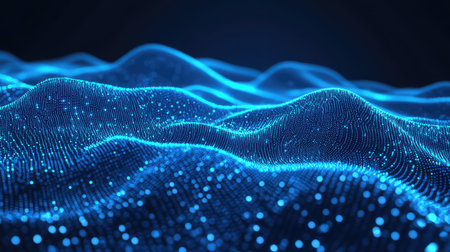 Digital data waves flowing network interconnected particles