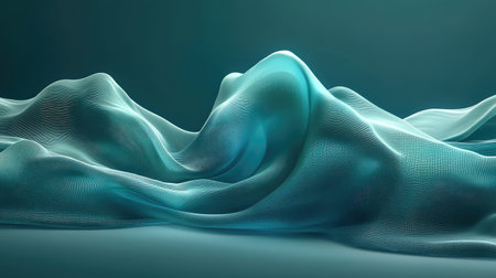 Abstract teal wave flowing digital surface background