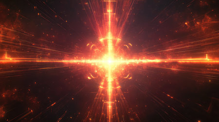 Central energy burst propagating light rays in digital space