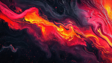 Abstract liquid painting creating vibrant volcanic energy