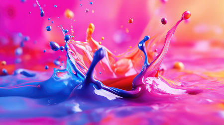 Dynamic paint splash creating vibrant colorful liquid forms