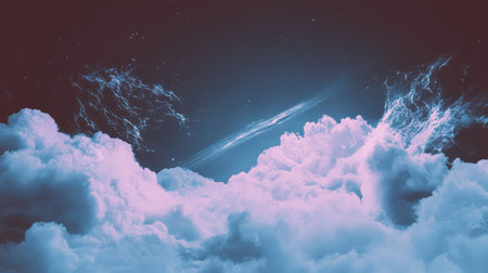 Dreamy pastel clouds in a cosmic night sky