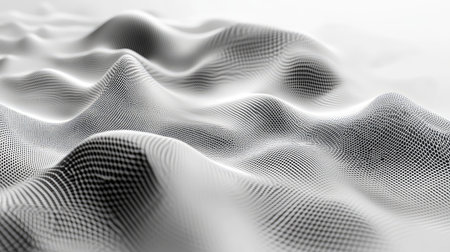 Digital data grid creating undulating abstract landscape