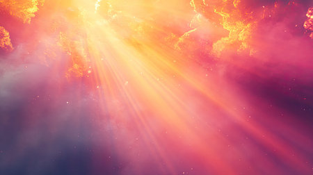 Vibrant light rays illuminating cosmic nebula background abstract
