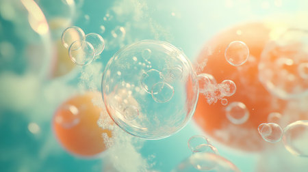 Bubbles floating in vibrant abstract liquid environment