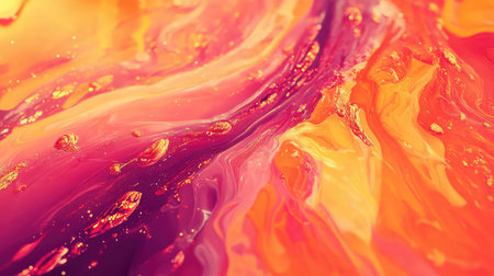 Vibrant abstract liquid art with golden glow