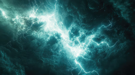 Electric energy discharging into dark stormy clouds