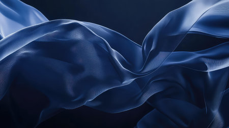 Blue fabric flowing waves abstract background texture